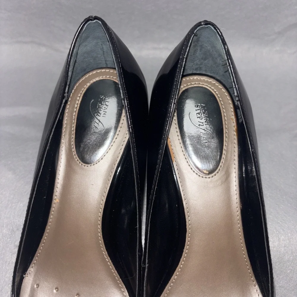 Alfani Denny Step‎ n Flex Black Patent Leather Pumps Round Toe Women's 8.5 EUC